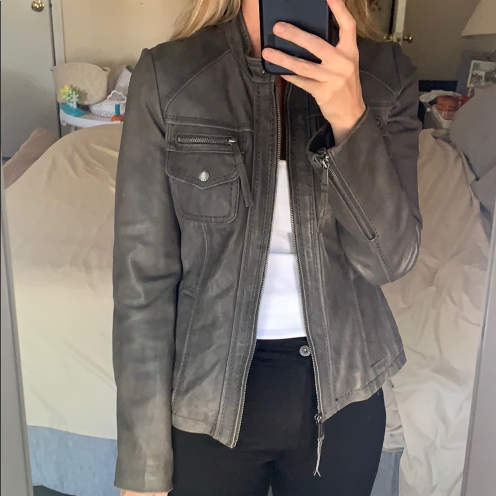Michael Michael Kor’s Grey Leather Moto Jacket